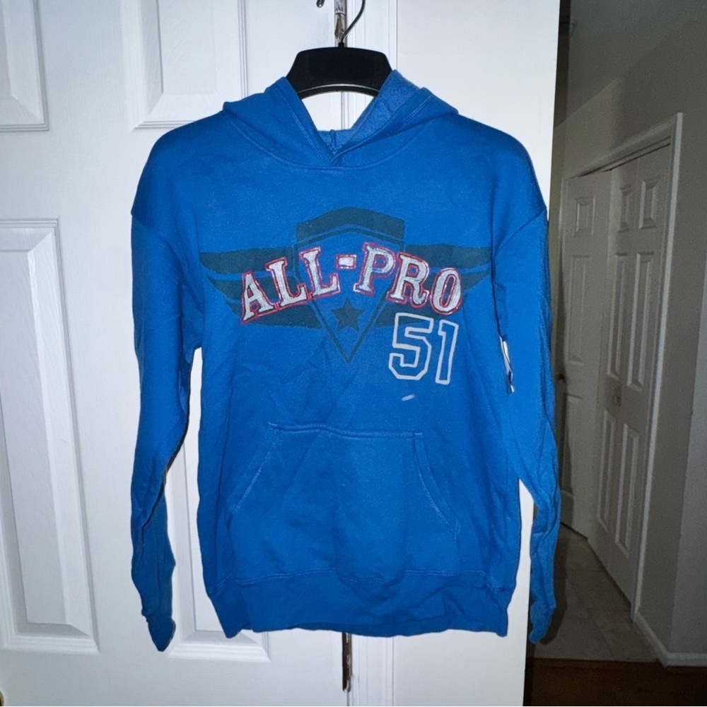NWT Hanes Boys' XL (14-16) EcoSmart Fleece Hoodie Blue "ALL PRO 51" Graphic - Picture 2 of 10